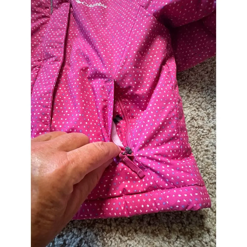 Columbia girls kids insulated winter jacket/coat, size 4T, Hot Pink polka dots